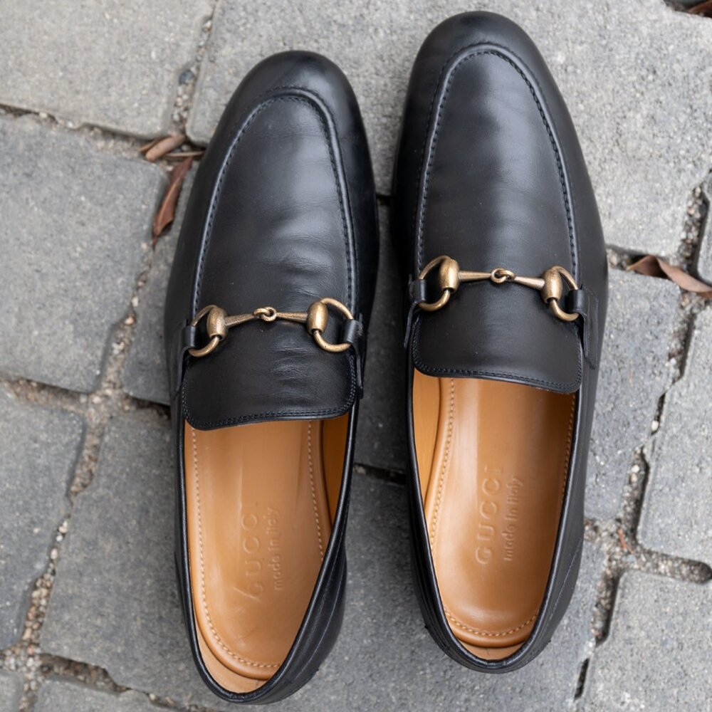 Gucci Jordaan Black Leather Horsebit Men's Loafer Size 6 UK/6.5 US